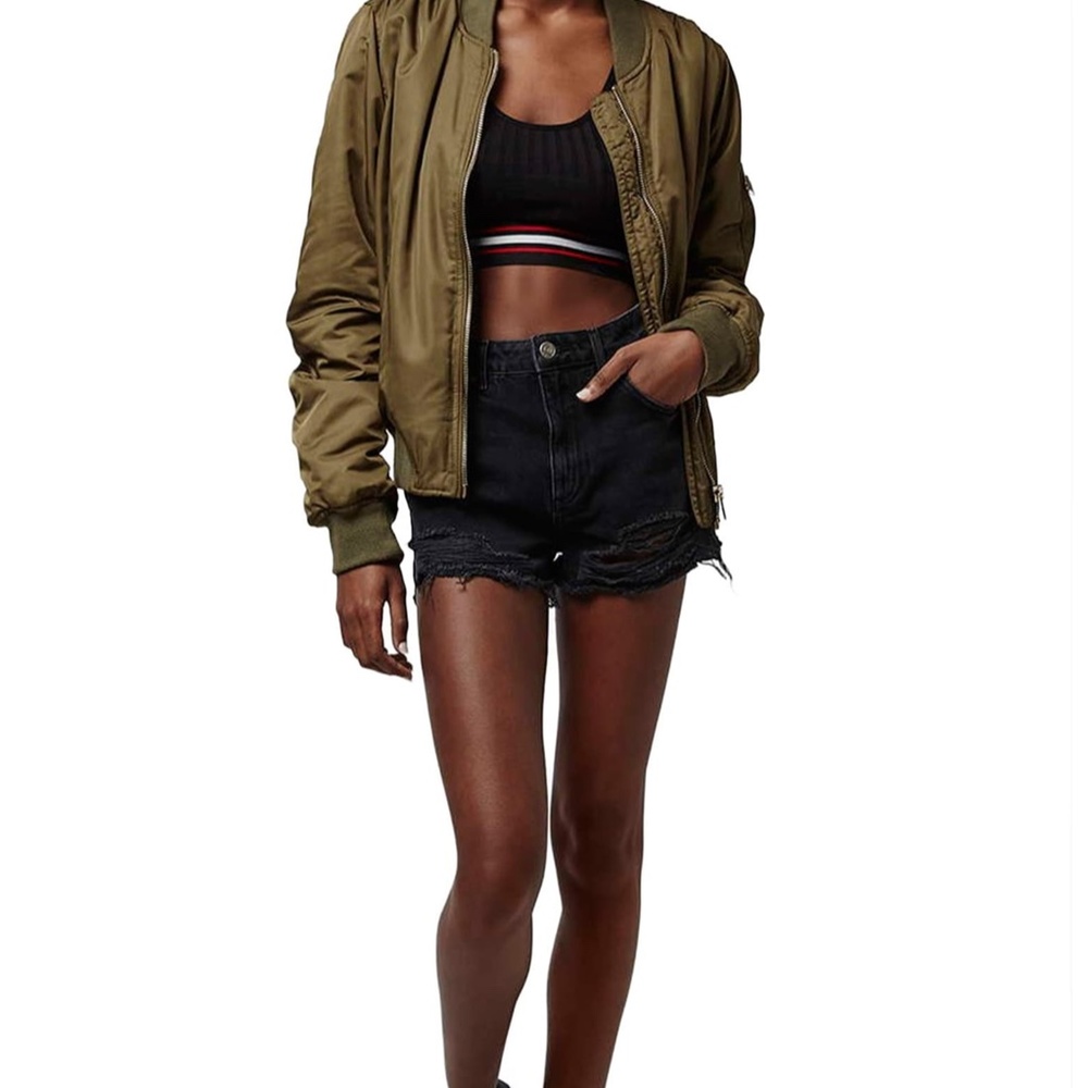 Topshop Ripped High Rise Denim Shorts - Picture 2 of 11